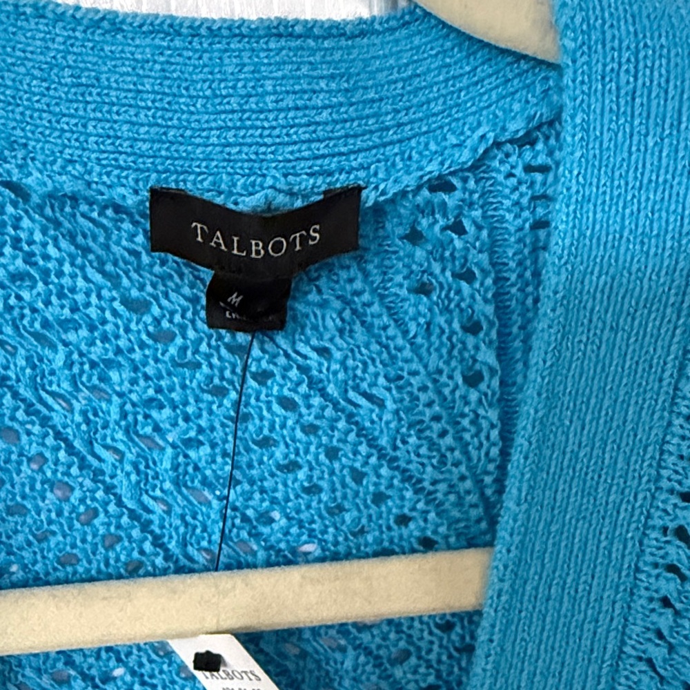 Talbots Vibrant Blue Knit Cardigan - Picture 2 of 4